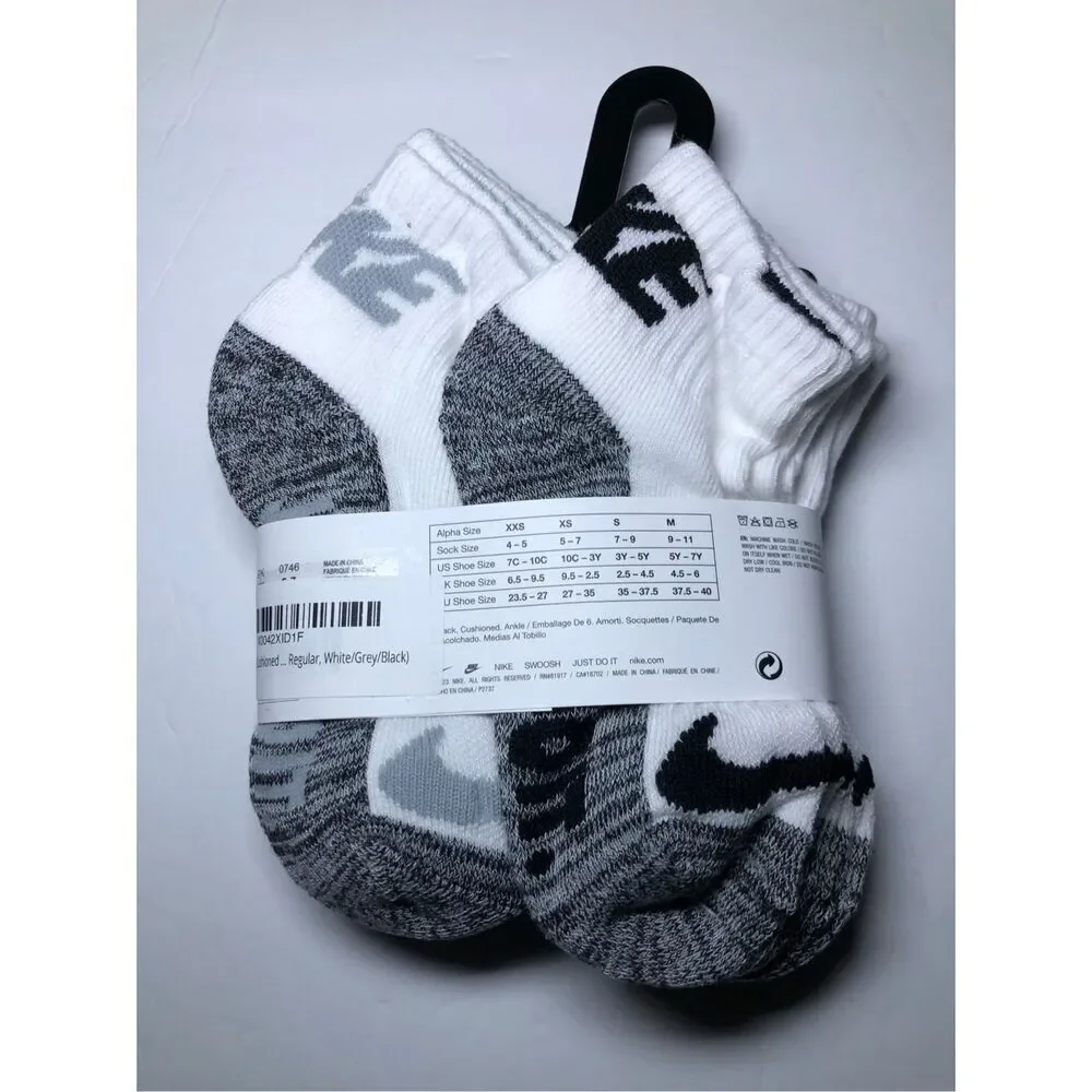 Nike Kids Cushioned Ankle Socks 6-Pack 10C-3Y